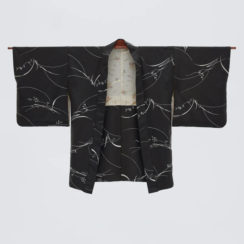 Matsuri - White Stripes Vintage Silk Kimono Haori