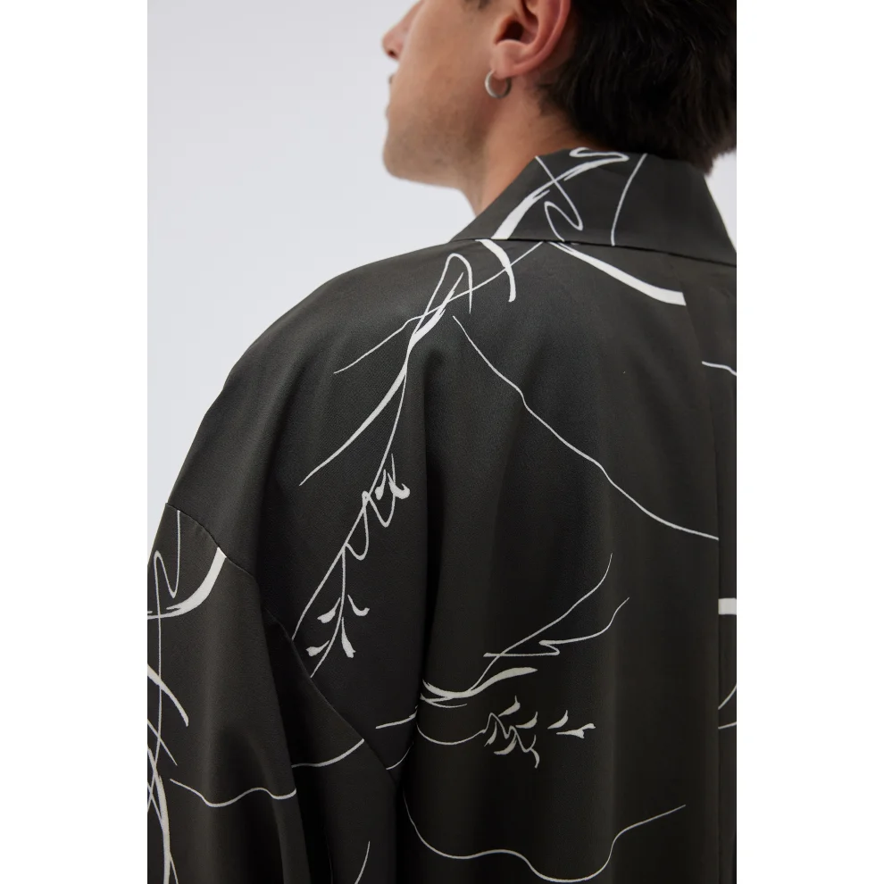 Matsuri - White Stripes Vintage Silk Kimono Haori