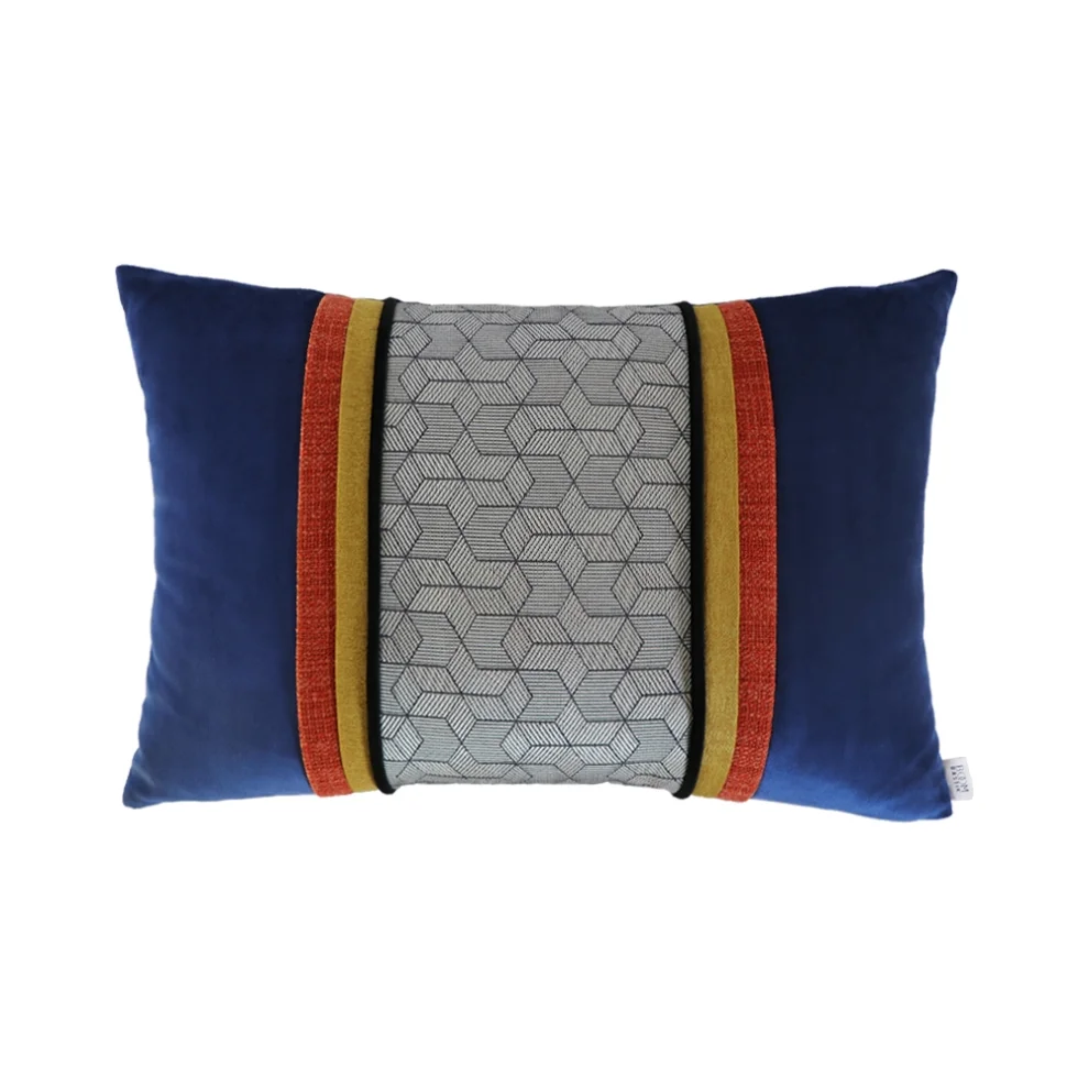 Boom Bastık - Geometric Patterned Tape Rectangular Pillow