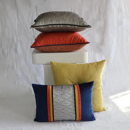 Boom Bastık - Geometric Patterned Tape Rectangular Pillow