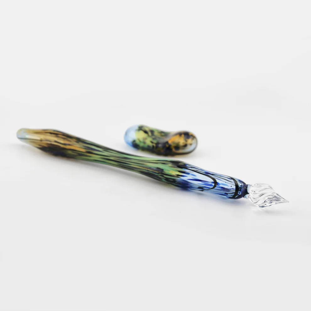 Hande Erbuk Glass - Glass Dip In Pen - Hollow Extra Light Handmade Glass Art Pen