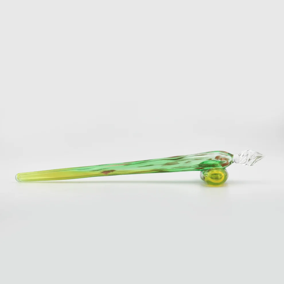 Hande Erbuk Glass - Glass Dip In Pen - Hollow Extra Light Handmade Glass Art Pen - Il