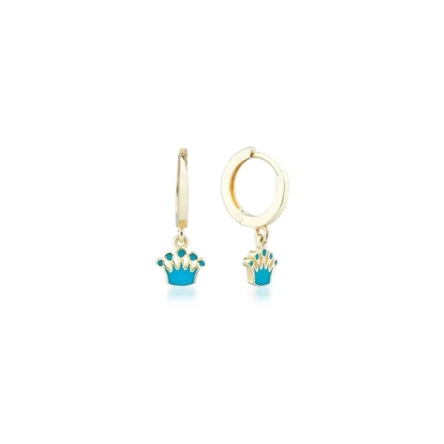 Safir Mücevher - Nino King Crown Children's Golden Earrings