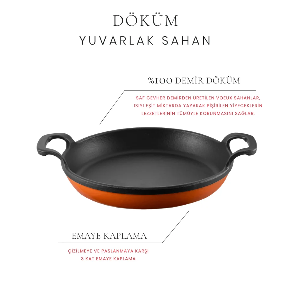 Voeux Kitchenware - Amusant Dual Handle Pan 22 Cm Orange & Wooden Hot Pad