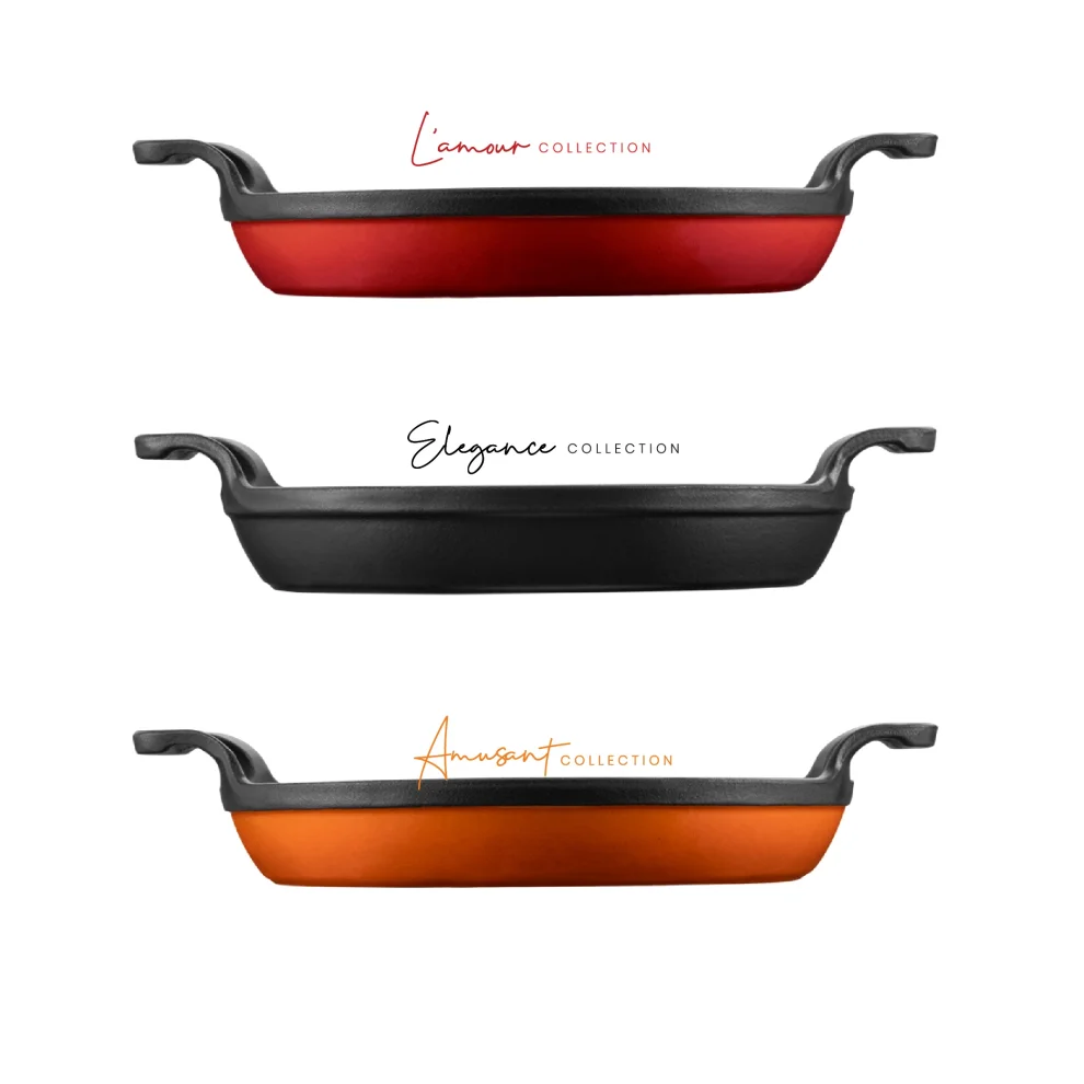 Voeux Kitchenware - Amusant Dual Handle Pan 22 Cm Orange & Wooden Hot Pad