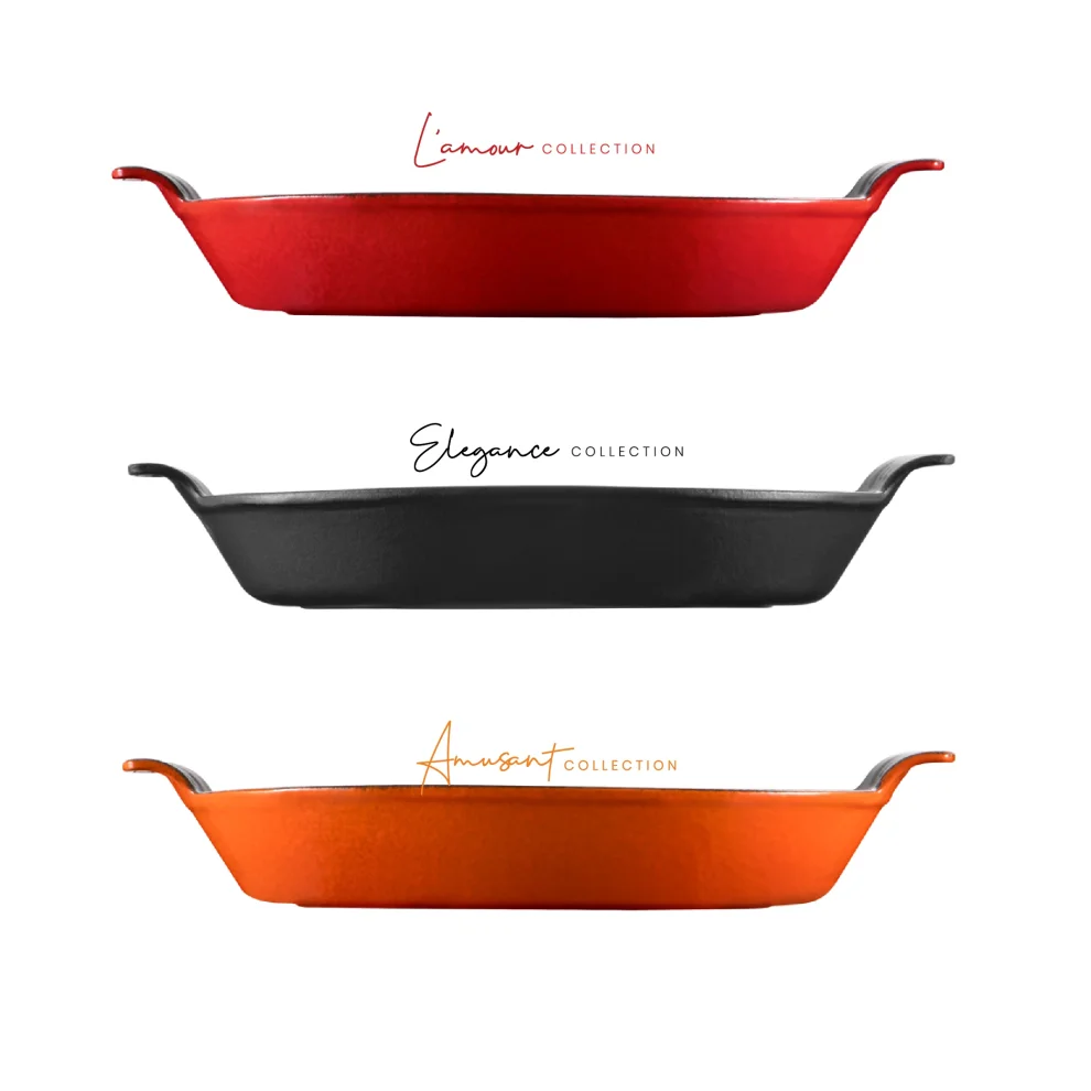 Voeux Kitchenware - Amusant Oval Handle Pan 20 Cm Orange & Wooden Hot Pad