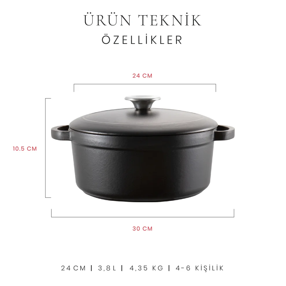 Voeux Kitchenware - Elegance Derin Döküm Tencere 24 Cm