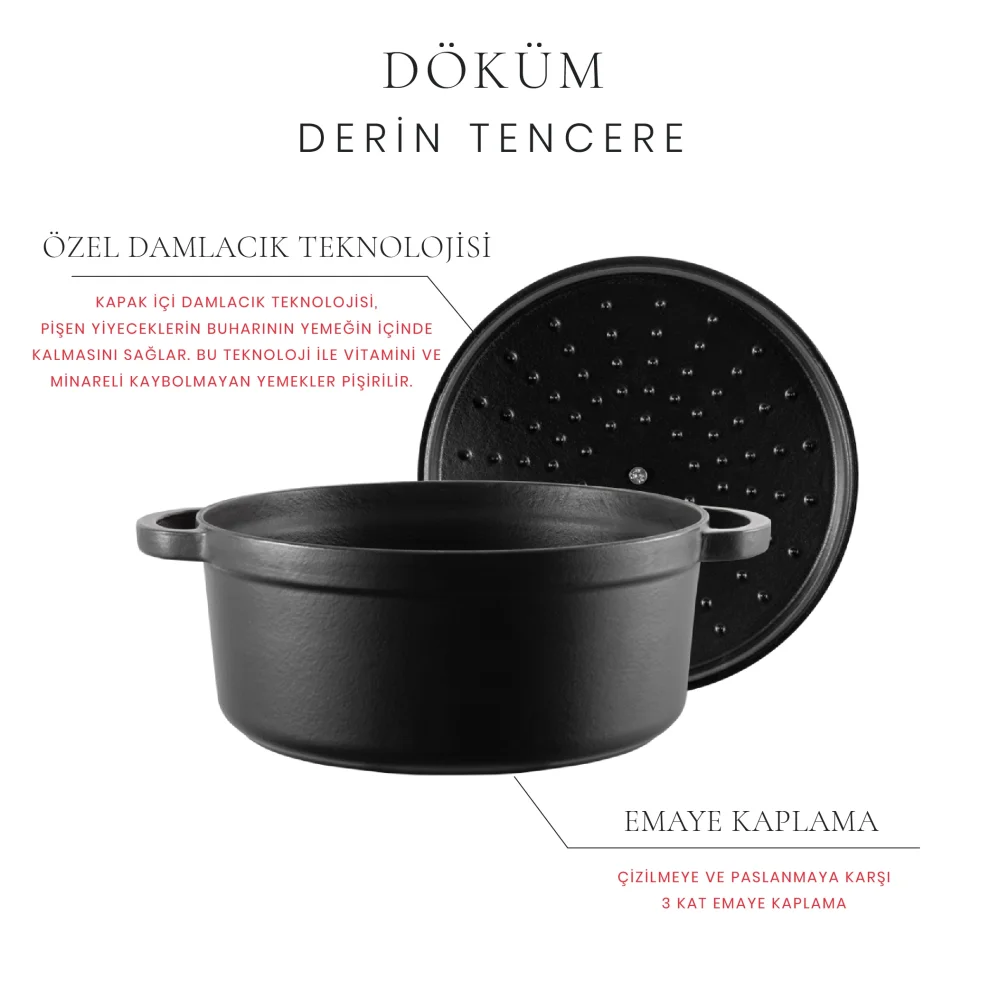 Voeux Kitchenware - Elegance Derin Döküm Tencere 24 Cm