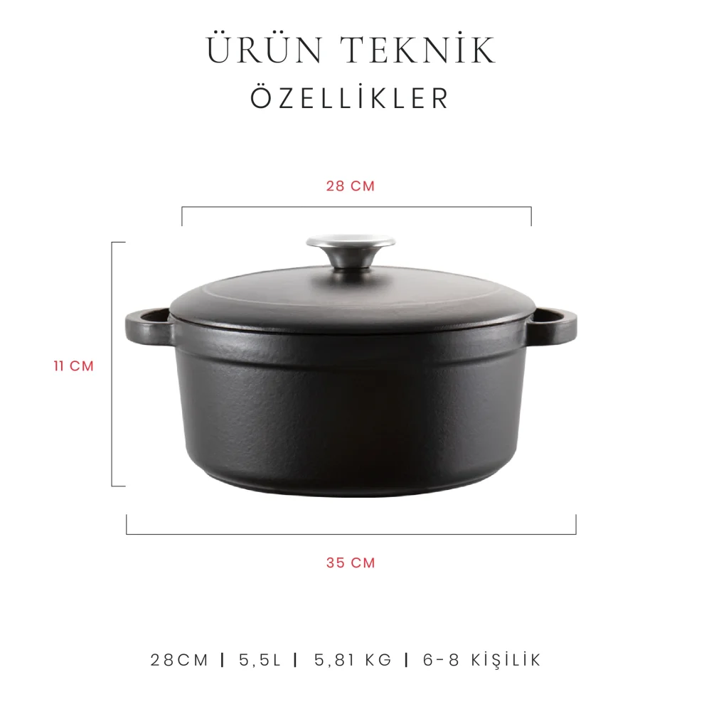 Voeux Kitchenware - Elegance Derin Döküm Tencere 28 Cm