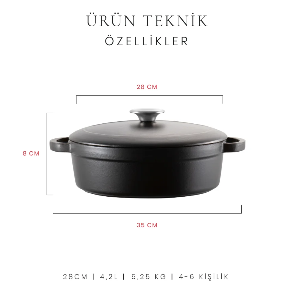 Voeux Kitchenware - Elegance Sığ Döküm Tencere 28 Cm