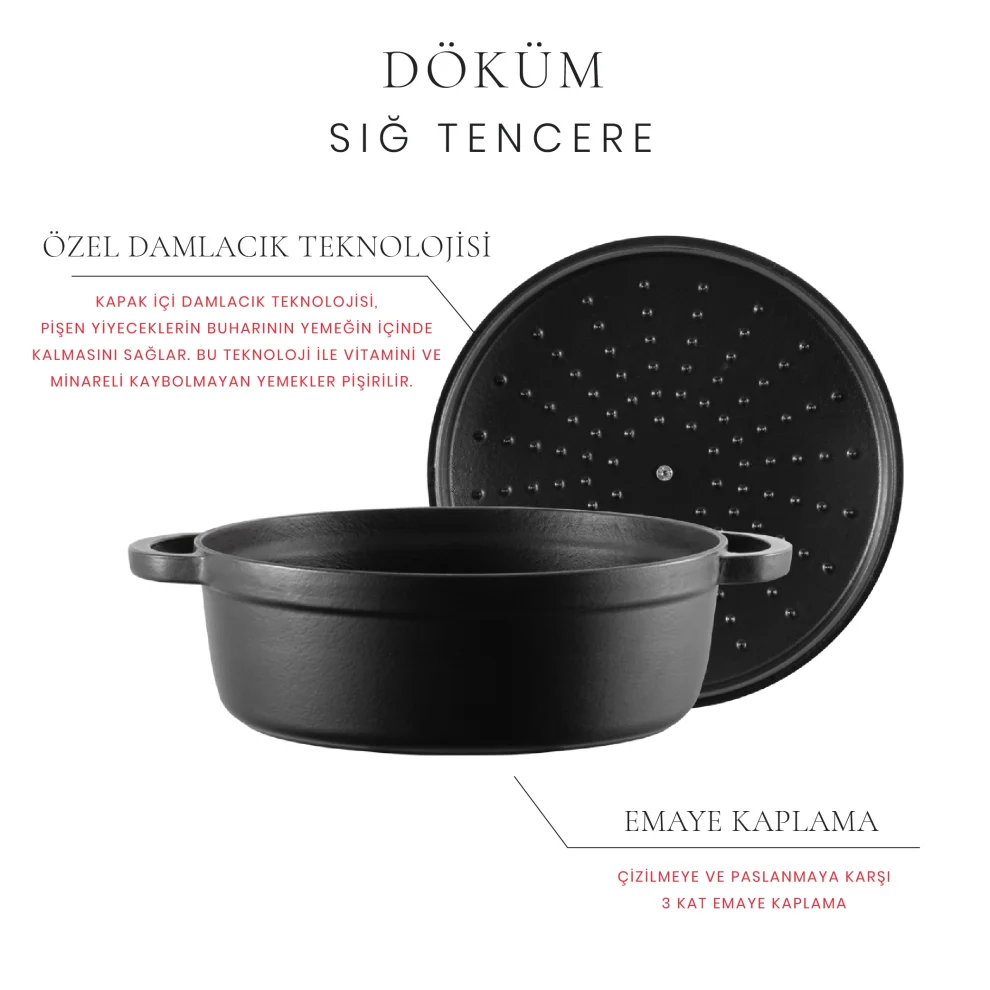 Voeux Kitchenware - Elegance Sığ Döküm Tencere 28 Cm