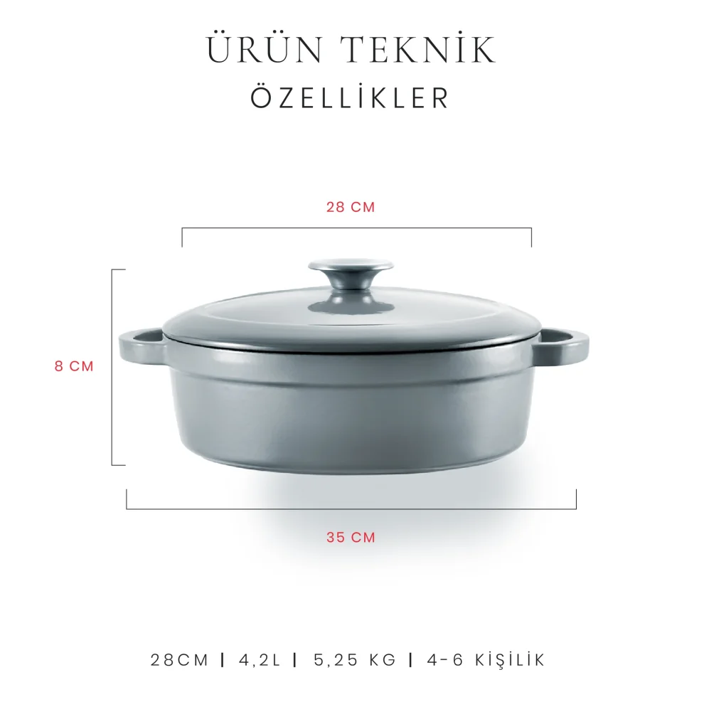 Voeux Kitchenware - Gracieuse Sığ Döküm Tencere 28 Cm