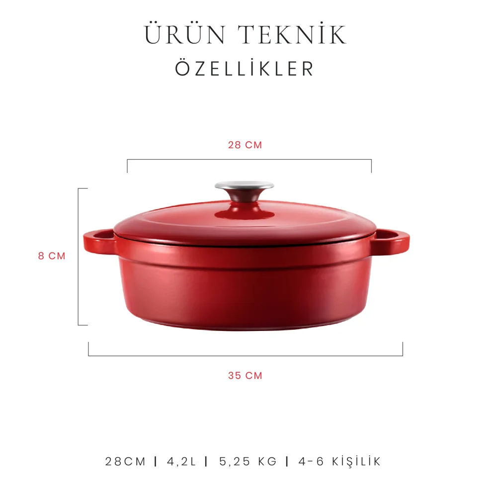 Voeux Kitchenware - L'amour Sığ Döküm Tencere 28 Cm