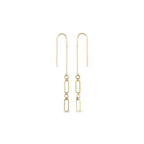 Orena Jewelry - 14k Solid Gold Chain Oval Women's Earrings