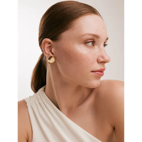 Orena Jewelry - 14k Solid Gold Concave Stud Women's Earrings