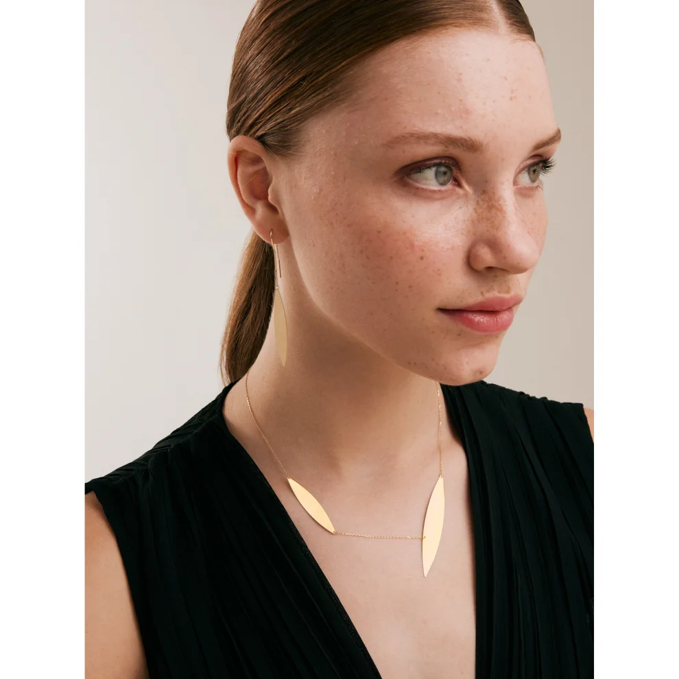 Orena Jewelry - 14 Ayar Altın Elips Pendant Kadın Kolye