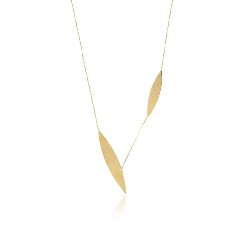Orena Jewelry - 14k Solid Gold Ellipse Pendant Women's Necklace