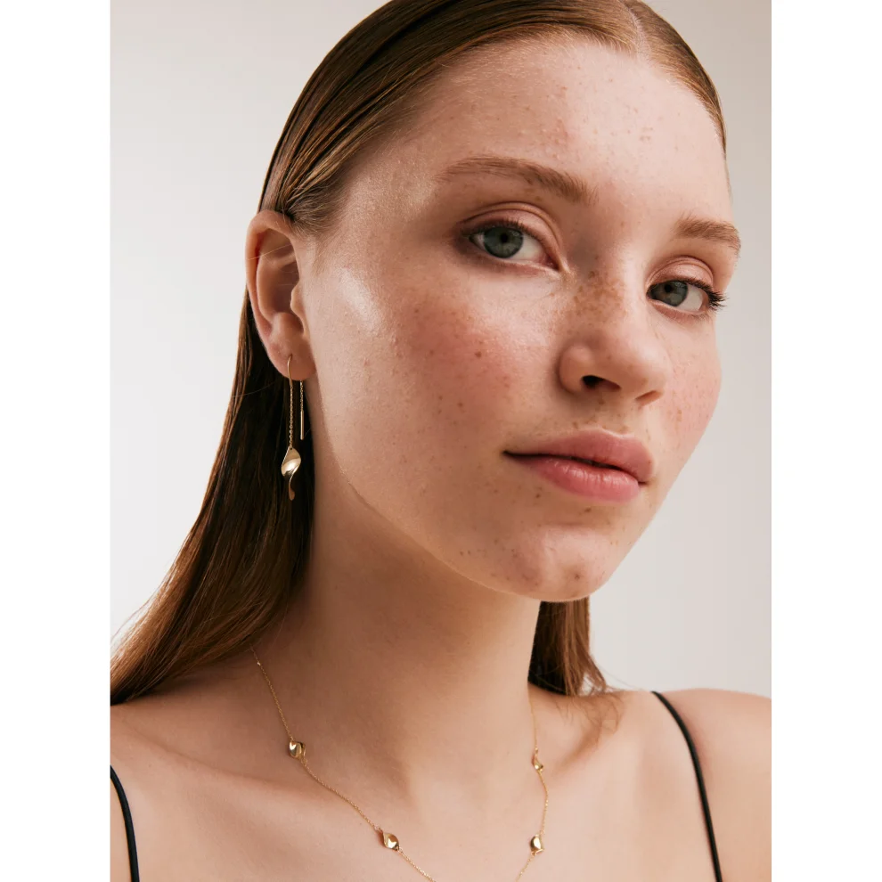 Orena Jewelry - 14k Solid Gold Gimlet Chain Women's Earrings