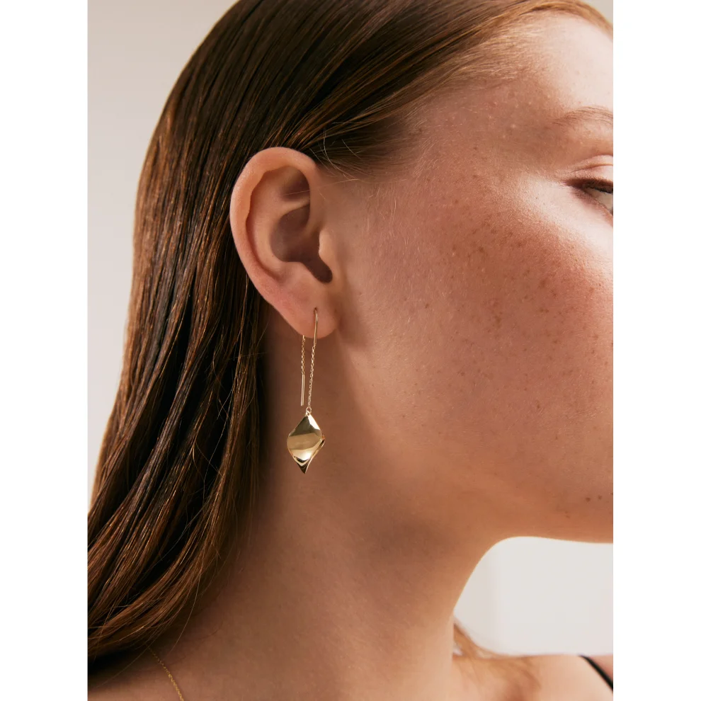 Orena Jewelry - 14k Solid Gold Gimlet Chain Women's Earrings