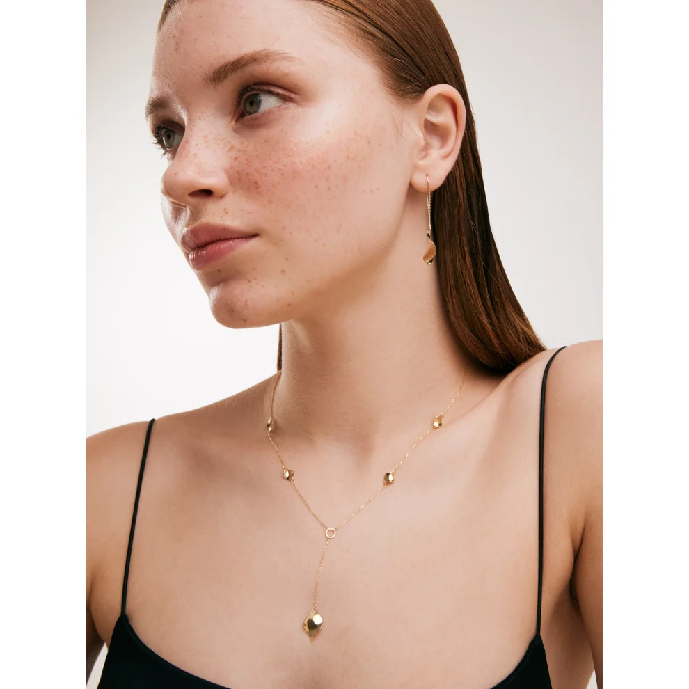 Orena Jewelry - 14k Solid Gold Gimlet Y Women's Necklace