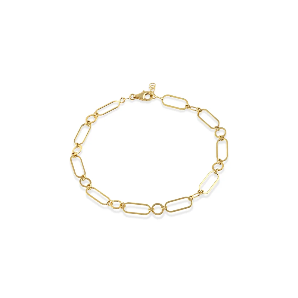 Orena Jewelry - 14k Solid Gold Oval Paperclip Women's Bracelet