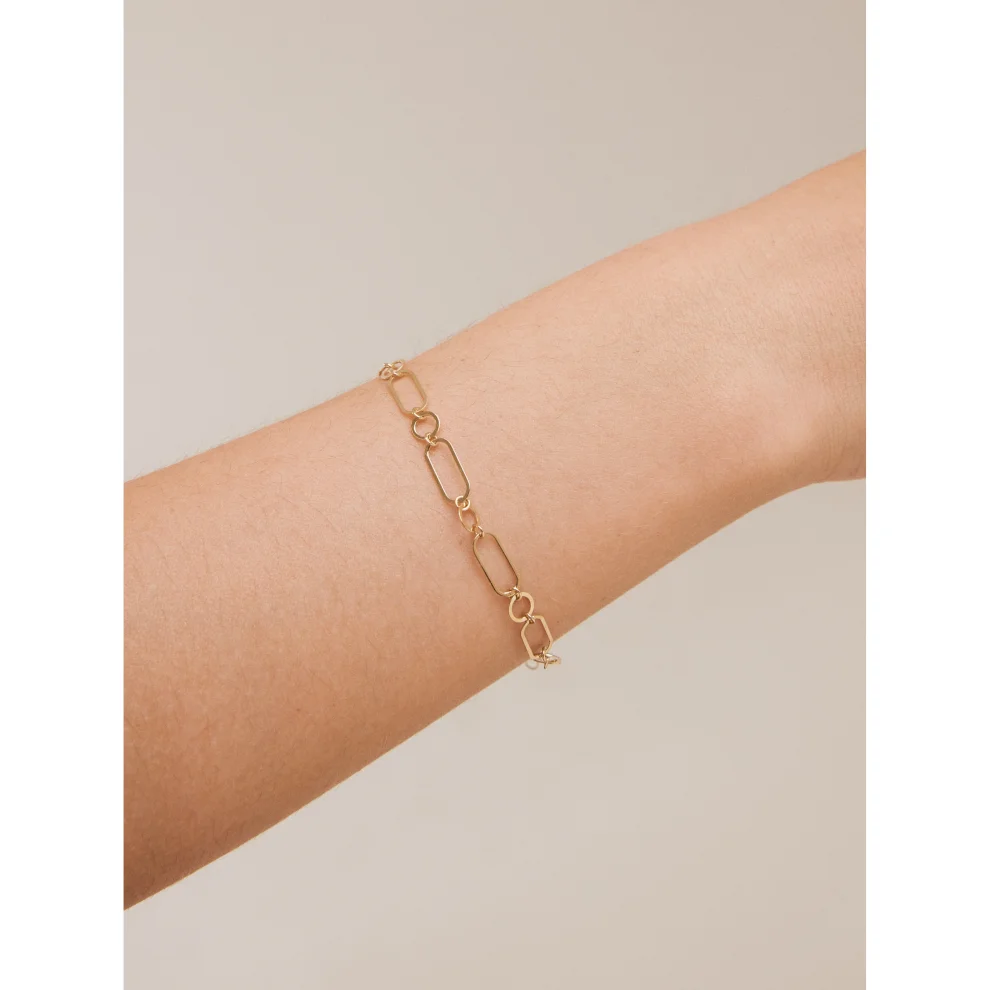 Orena Jewelry - 14k Solid Gold Oval Paperclip Women's Bracelet