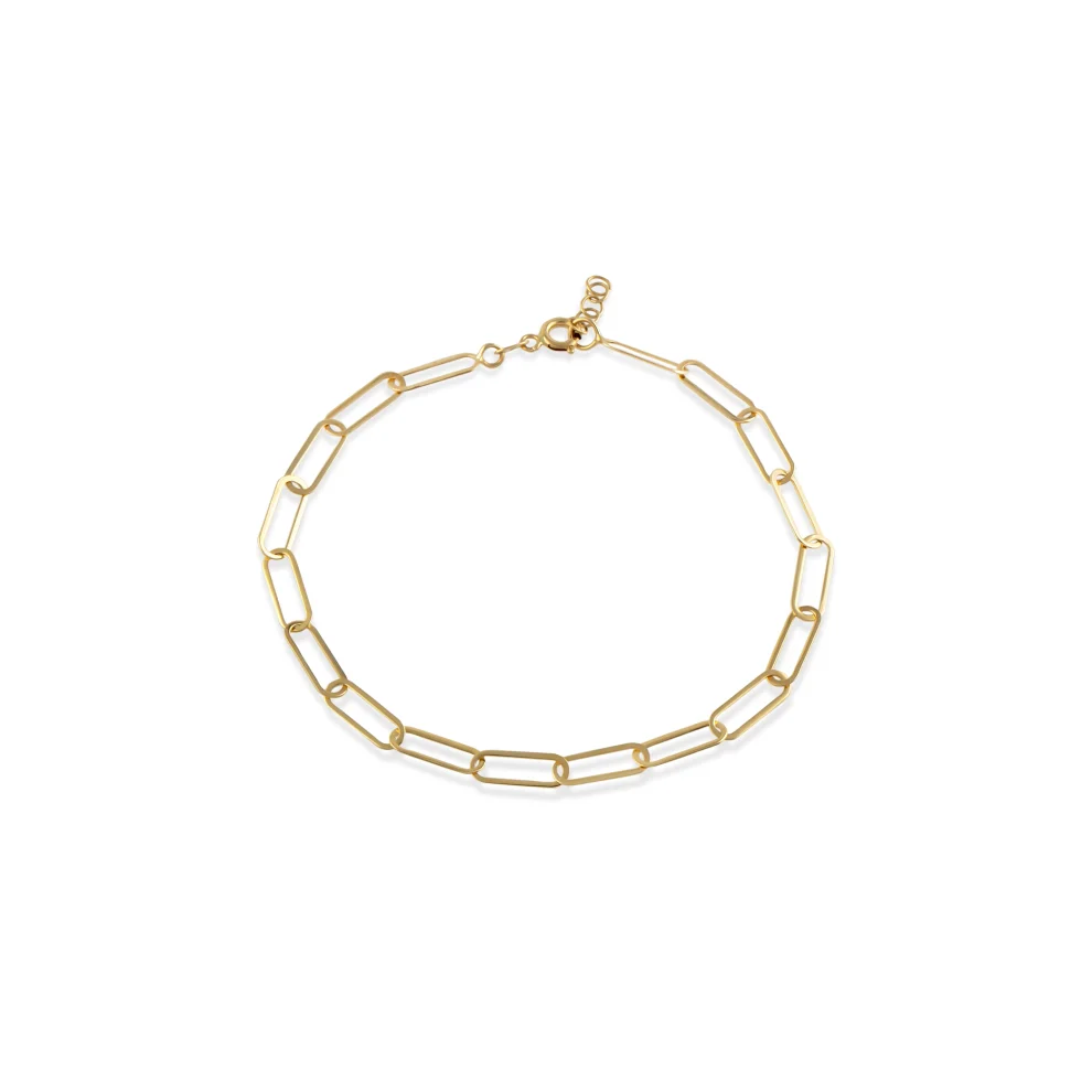 Orena Jewelry - 14k Solid Gold Paperclip Women's Bracelet