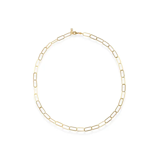 Orena Jewelry - 14 Ayar Altın Paperclip Kadın Kolye
