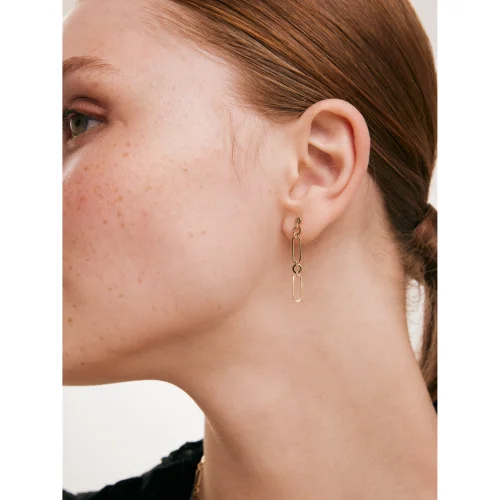 Orena Jewelry - 14k Solid Gold Paperclip Women's Earrings