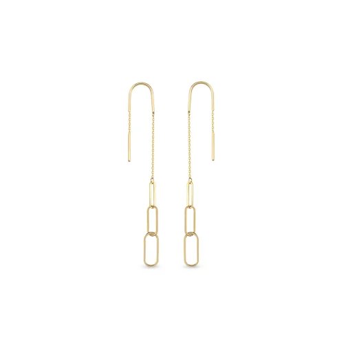 Orena Jewelry - 14k Solid Gold Threader Paperclip Women's Earrings