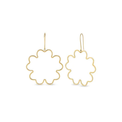 Orena Jewelry - 14k Solid Gold Dangle Flower Women's Earrings