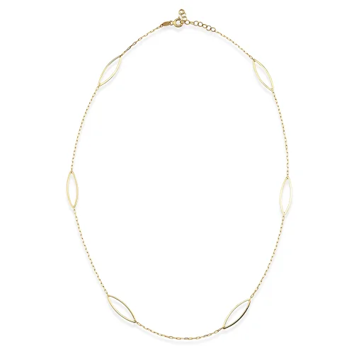 Orena Jewelry - Oval Station 14k Solid Gold Women's Necklace