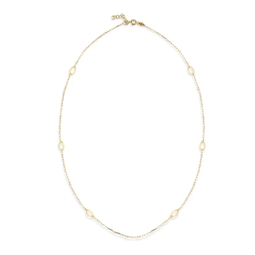 Orena Jewelry - Oval Station 14k Solid Gold Women's Necklace