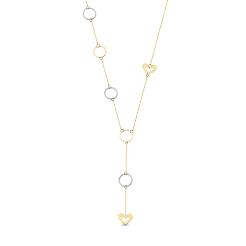 Orena Jewelry - Heart Station 14k Solid Gold Women's Necklace