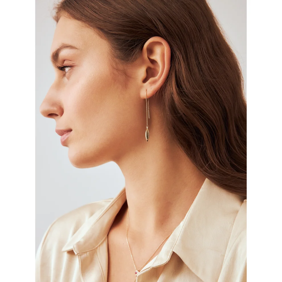 Orena Jewelry - Chain Dangle 14k Solid Gold Women's Earrings