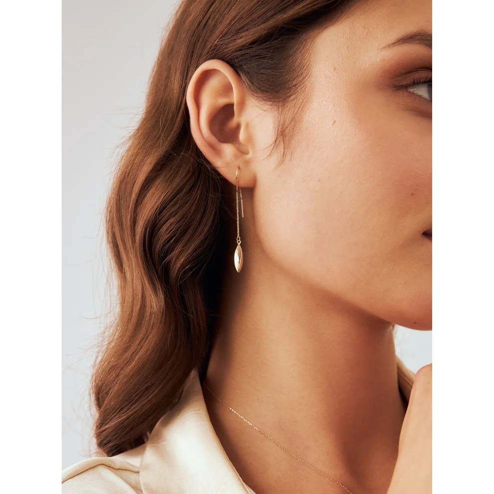 Orena Jewelry - Chain Dangle 14k Solid Gold Women's Earrings