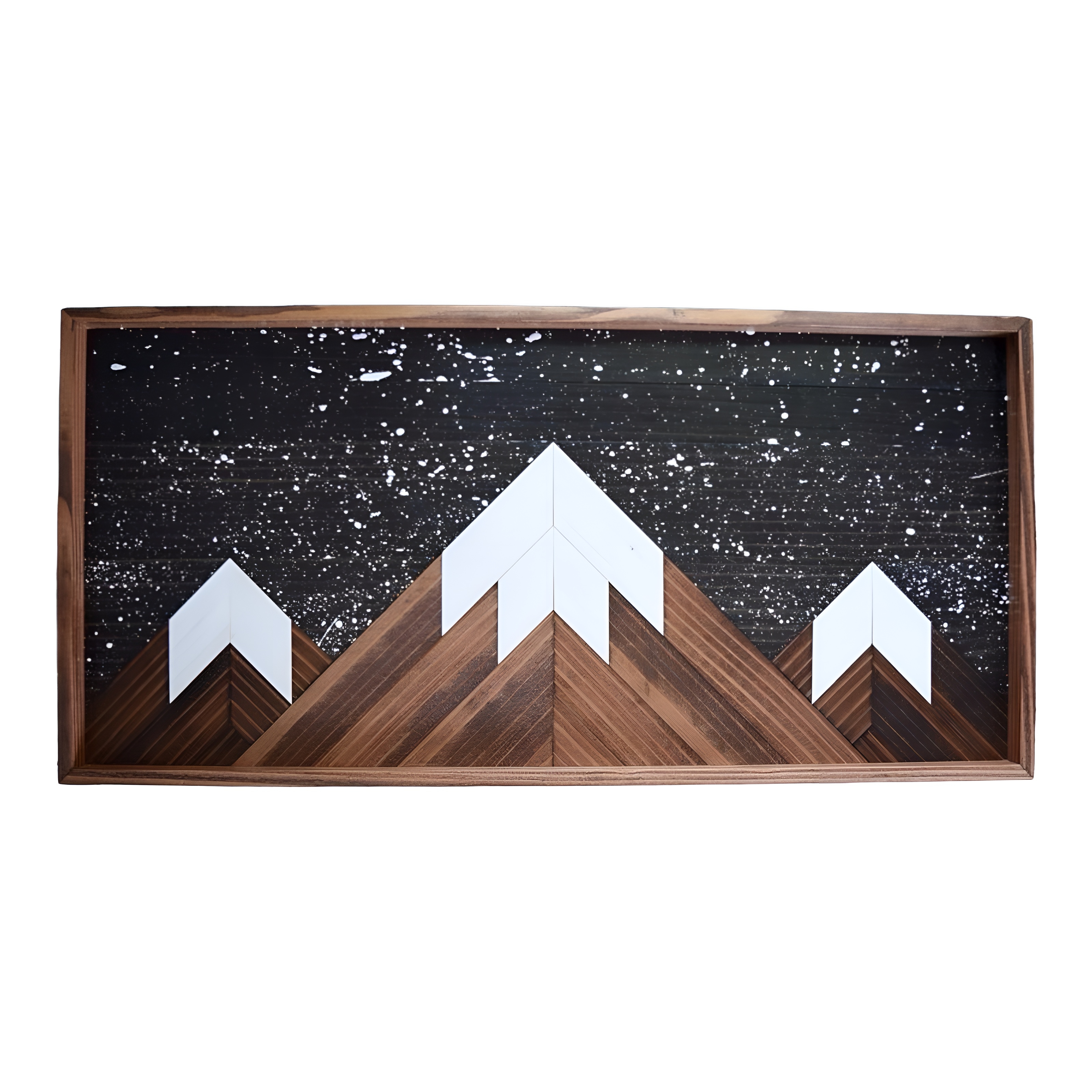 Mountain-patterned Wooden Tray