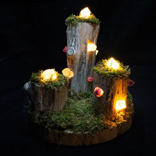 İndafelhayat - Quartz, Amethyst And Citrine Triple Hobbit House Night Light