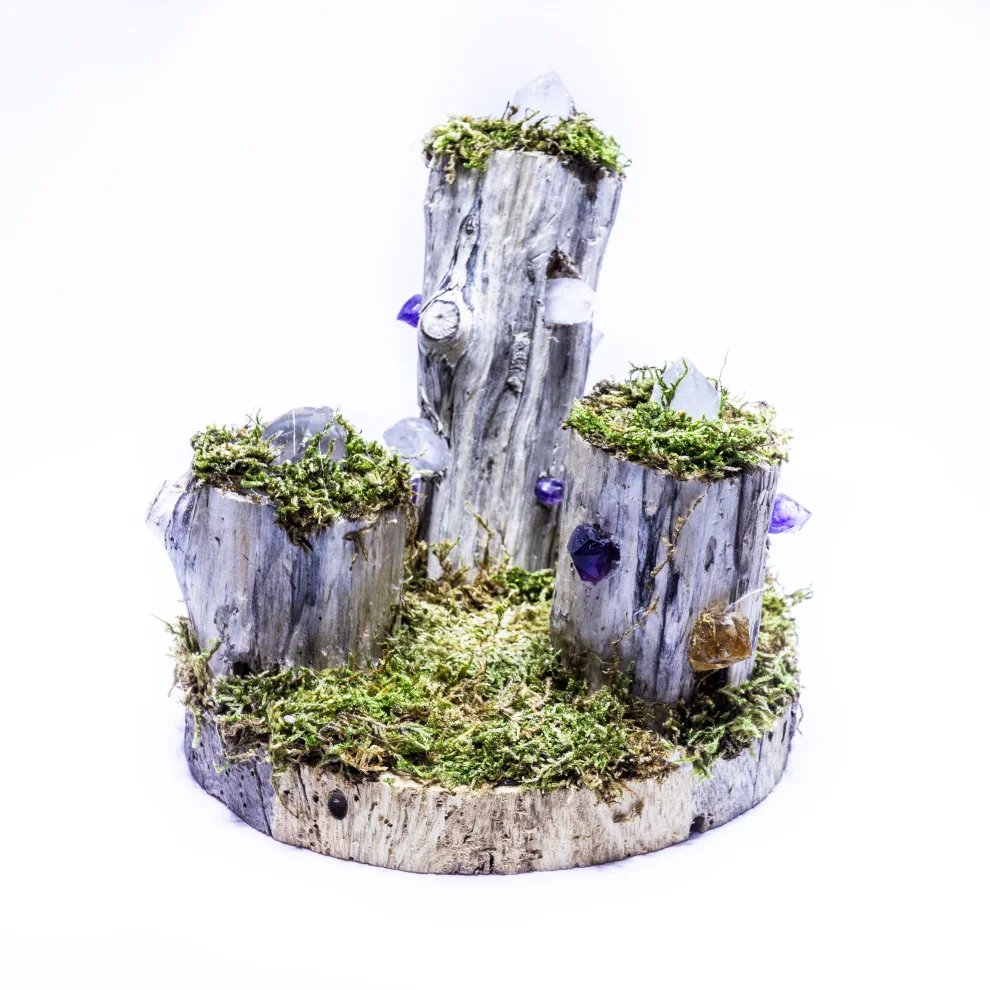 İndafelhayat - Quartz, Amethyst And Citrine Triple Hobbit House Night Light