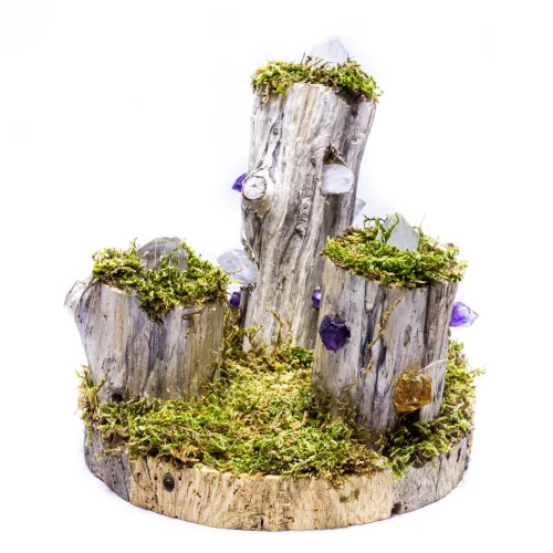 İndafelhayat - Quartz, Amethyst And Citrine Triple Hobbit House Night Light