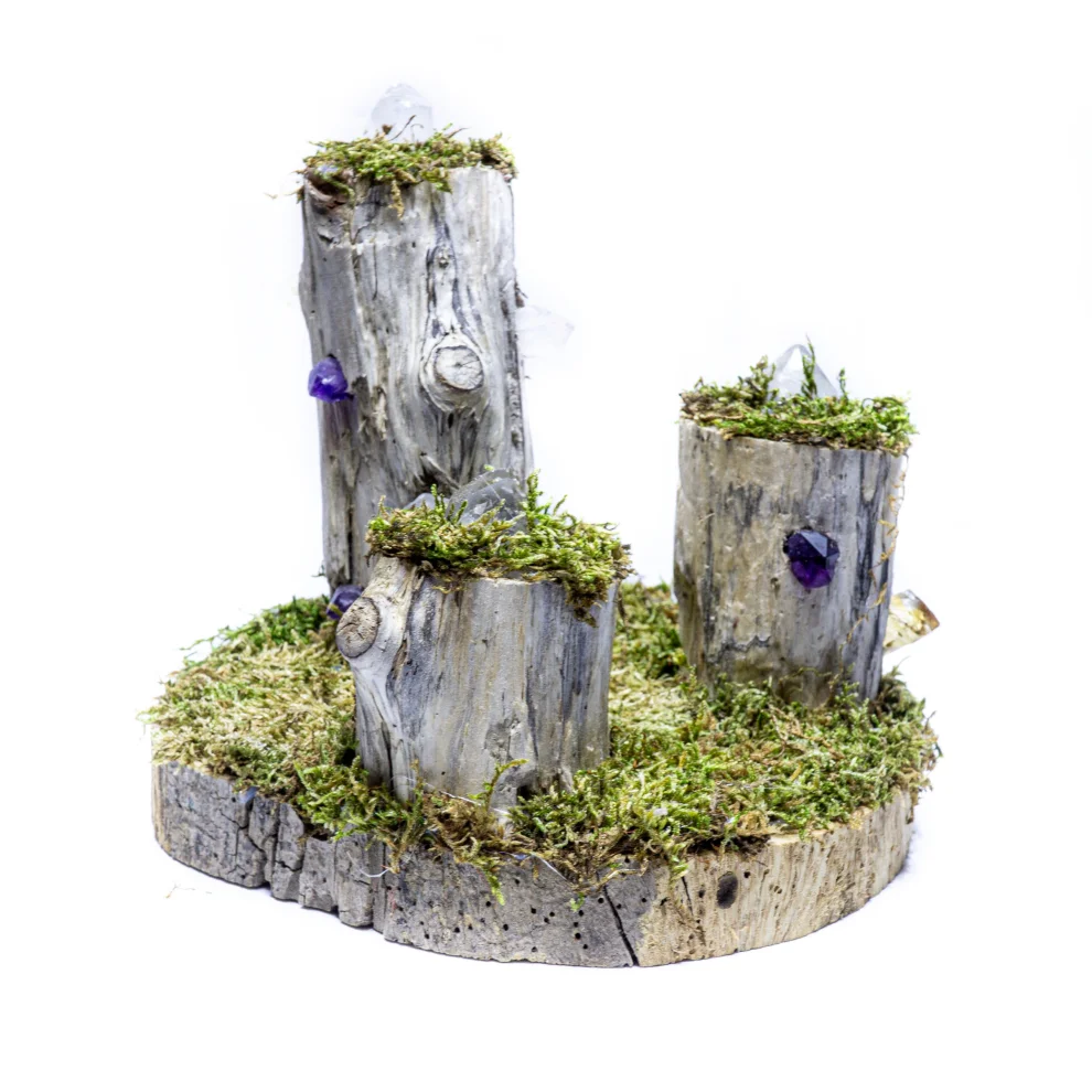 İndafelhayat - Quartz, Amethyst And Citrine Triple Hobbit House Night Light