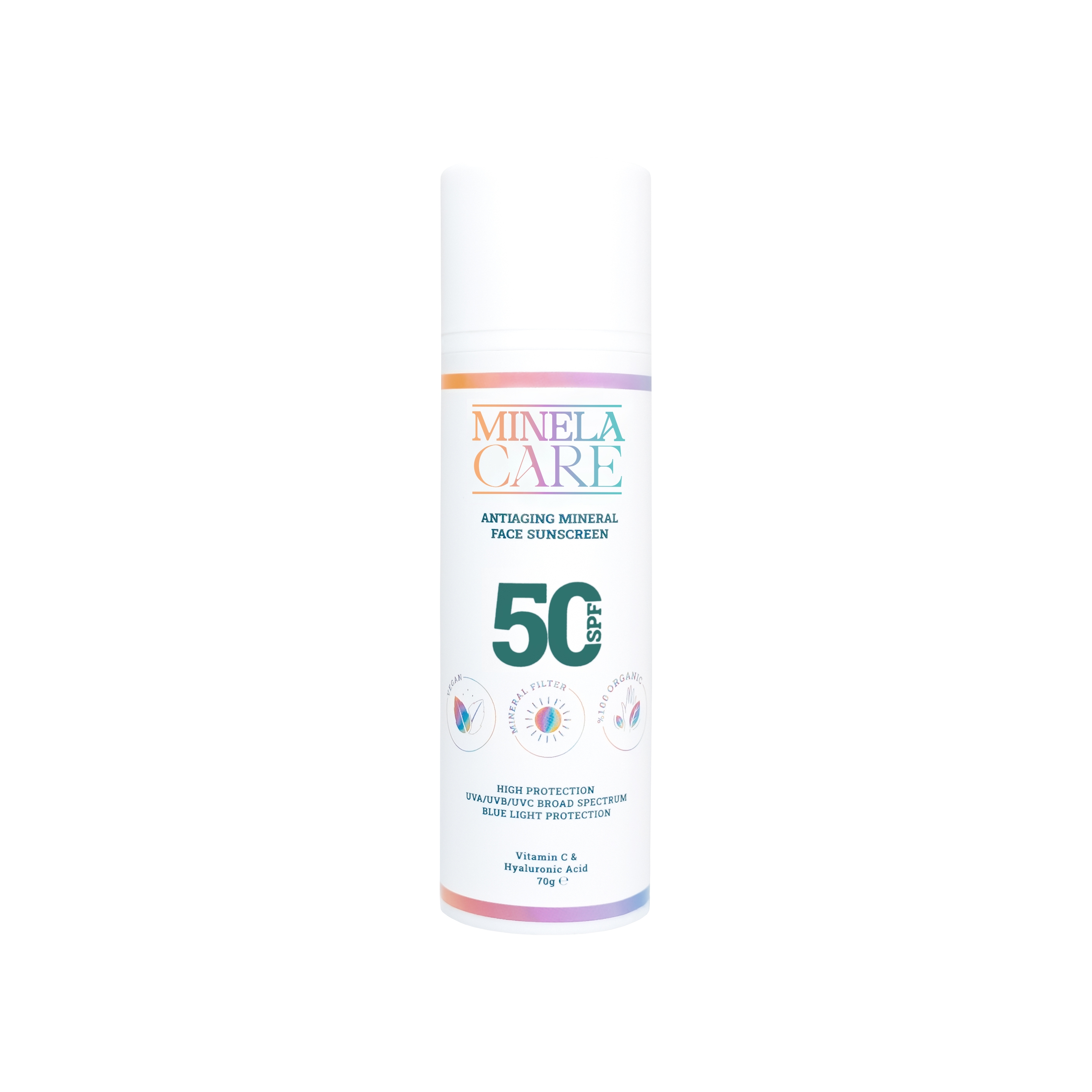 Antiaging 100% Organic Mineral Filter Facial Sunscreen Spf 50 70gr Pa++++