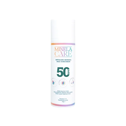 Minela Care - Antiaging 100% Organic Mineral Filter Facial Sunscreen Spf 50 70gr Pa++++