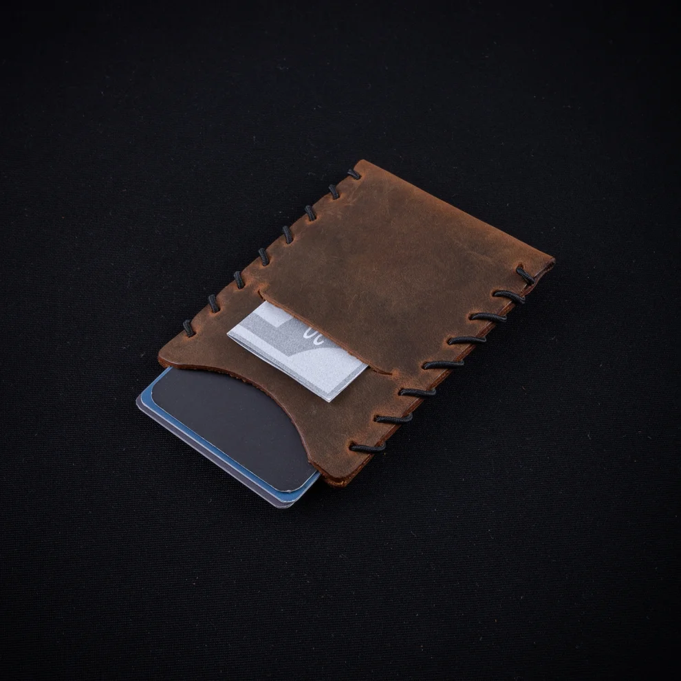 minimal X design - V1 Minimalist Cardholder Wallet - Genuine Leather And Handmade