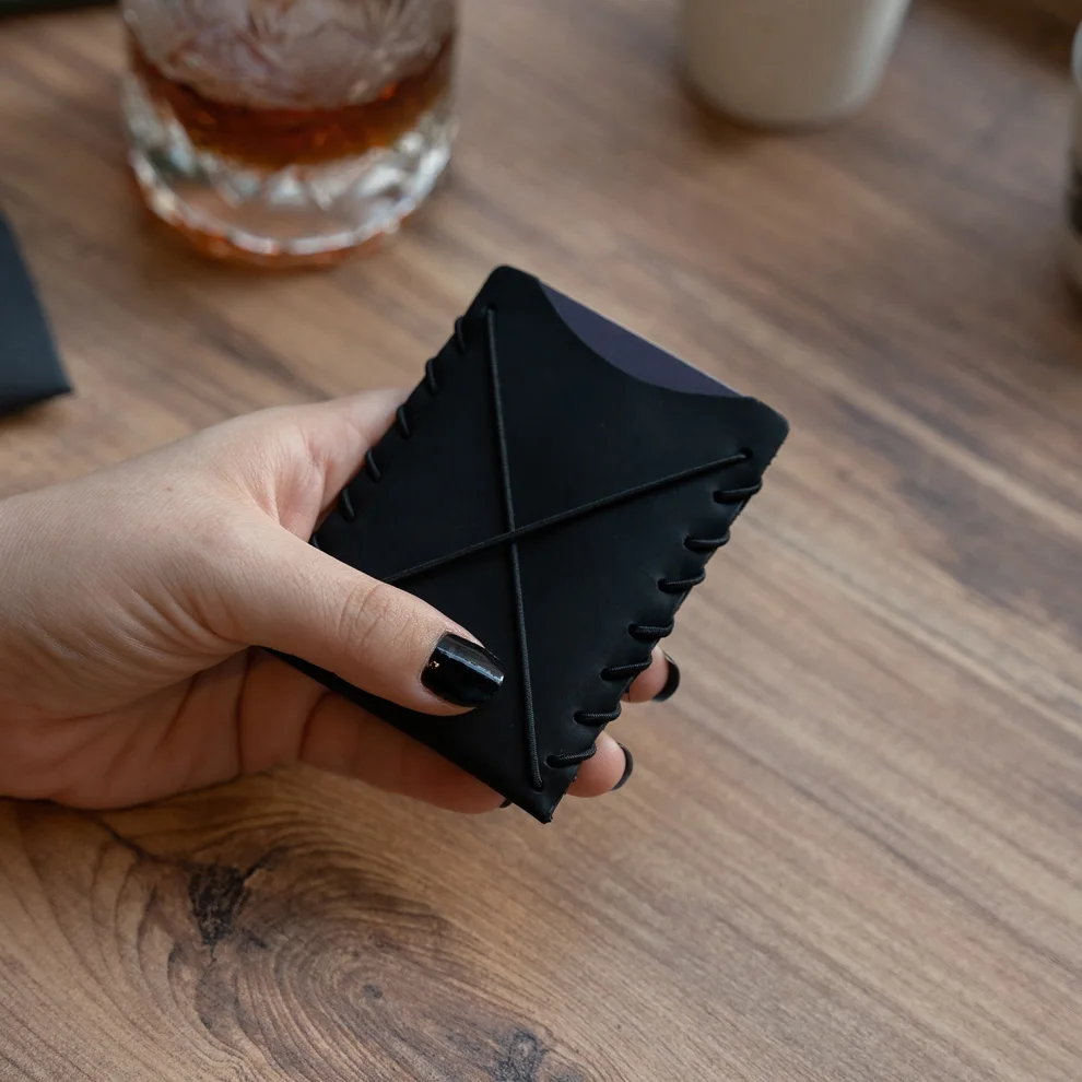 minimal X design - V1 Minimalist Cardholder Wallet - Genuine Leather And Handmade