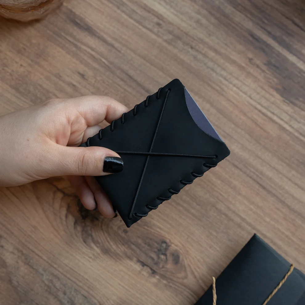 minimal X design - V1 Minimalist Cardholder Wallet - Genuine Leather And Handmade