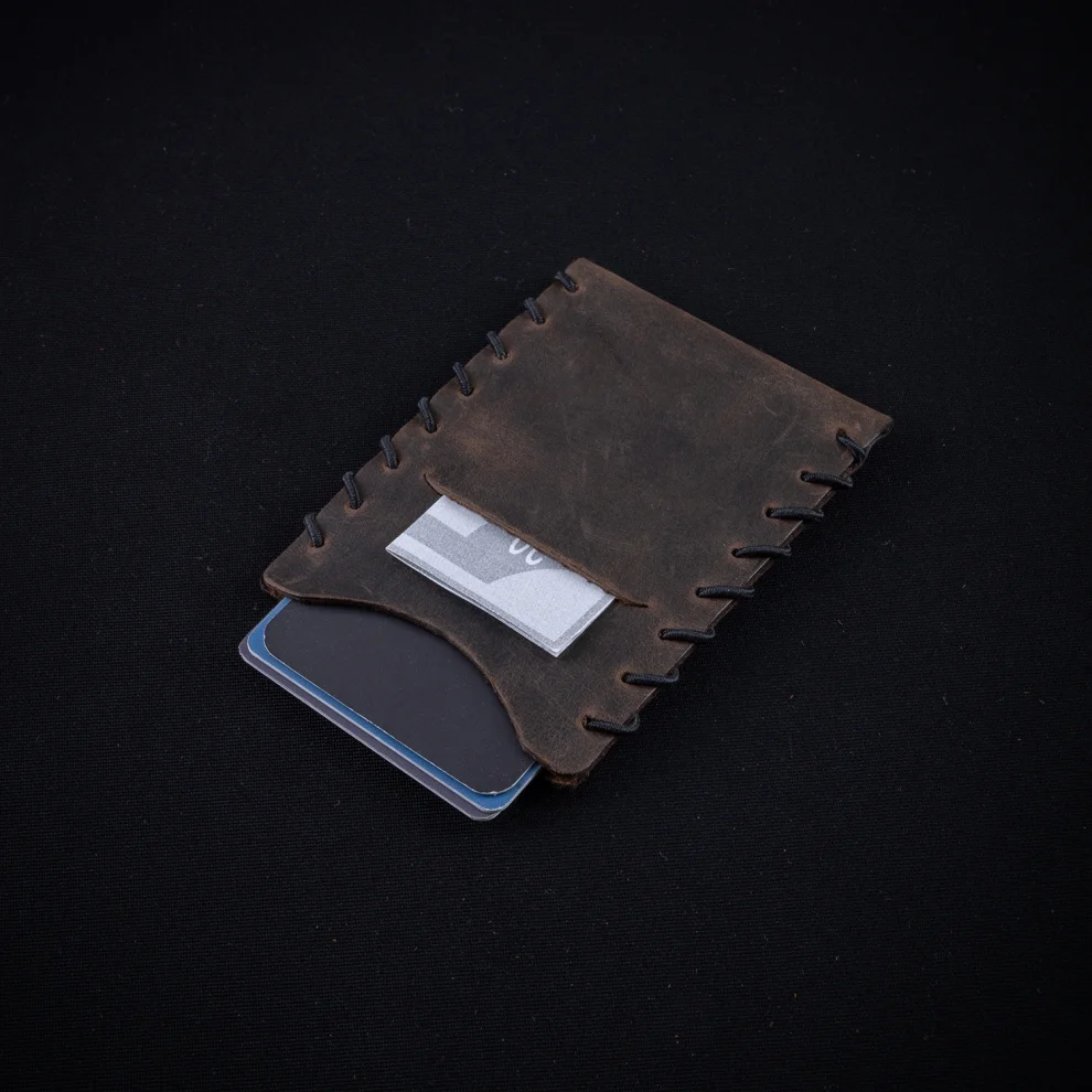 minimal X design - V1 Minimalist Cardholder Wallet - Genuine Leather And Handmade