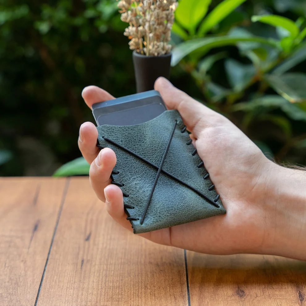 minimal X design - V1 Minimalist Cardholder Wallet - Genuine Leather And Handmade