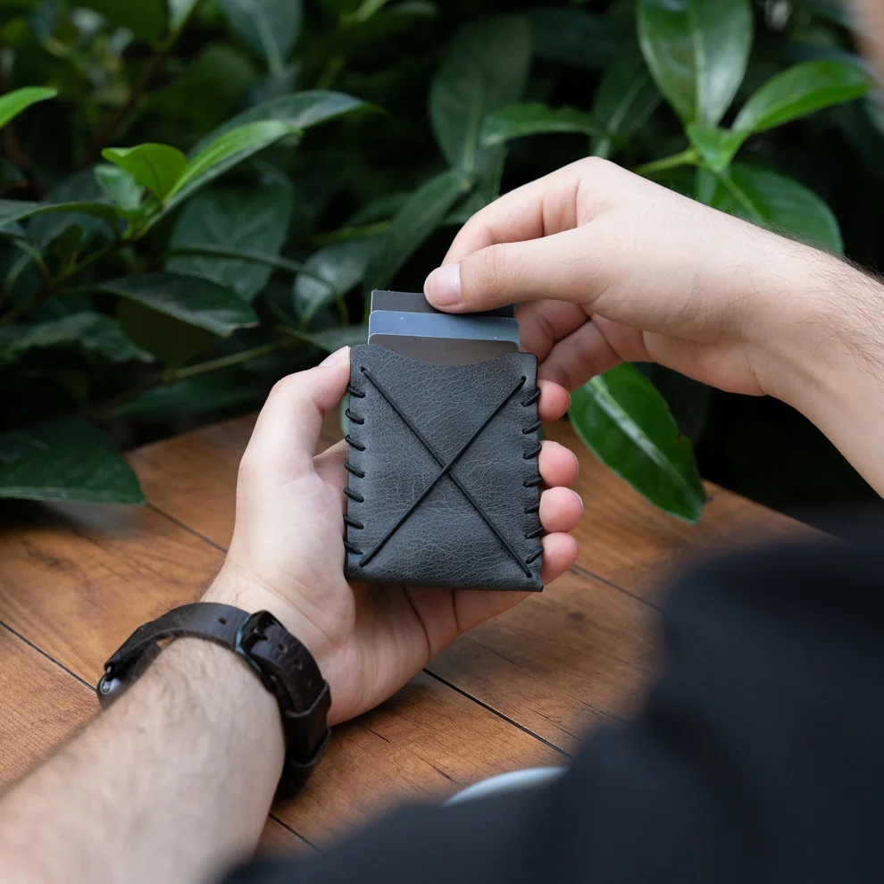 minimal X design - V1 Minimalist Cardholder Wallet - Genuine Leather And Handmade