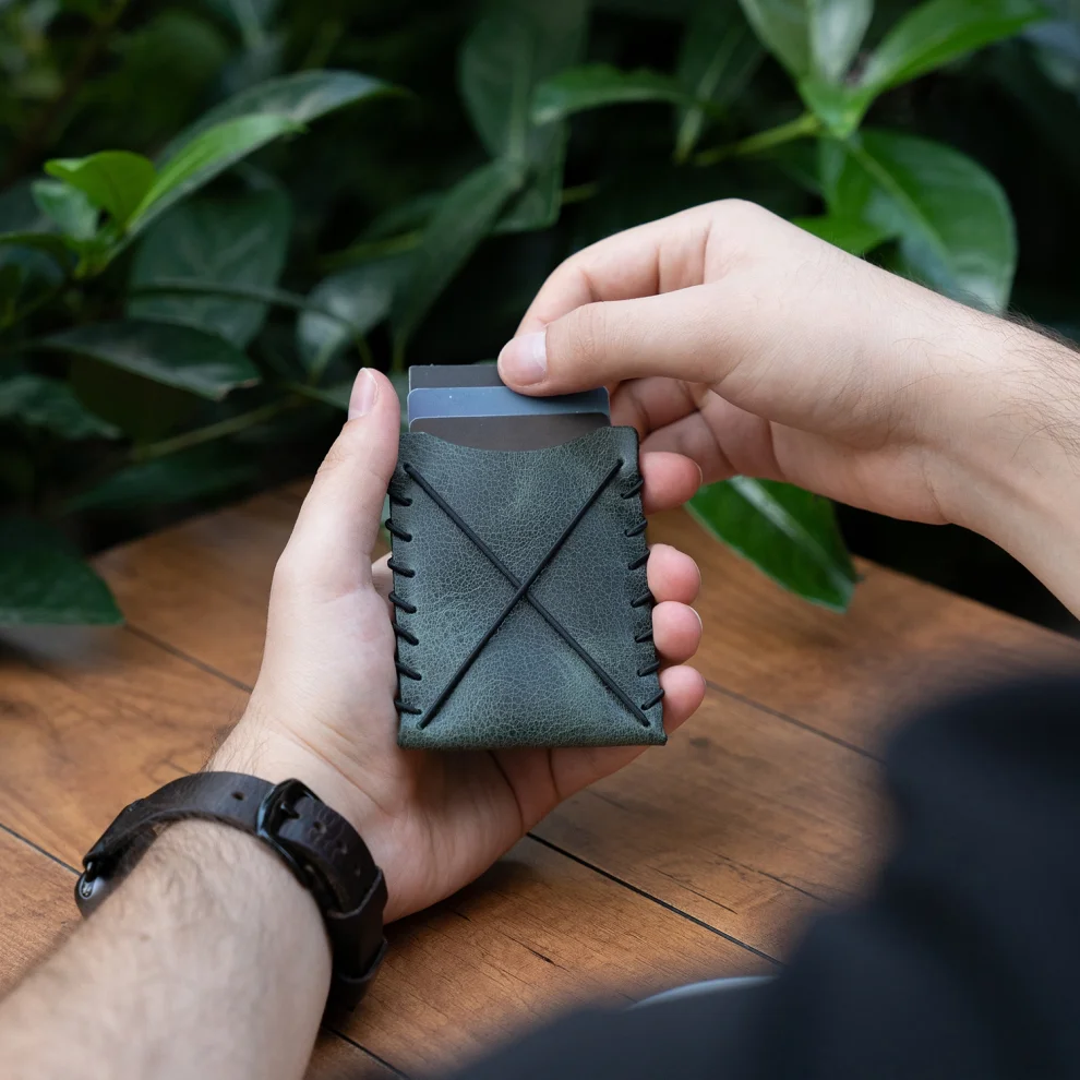 minimal X design - V1 Minimalist Cardholder Wallet - Genuine Leather And Handmade